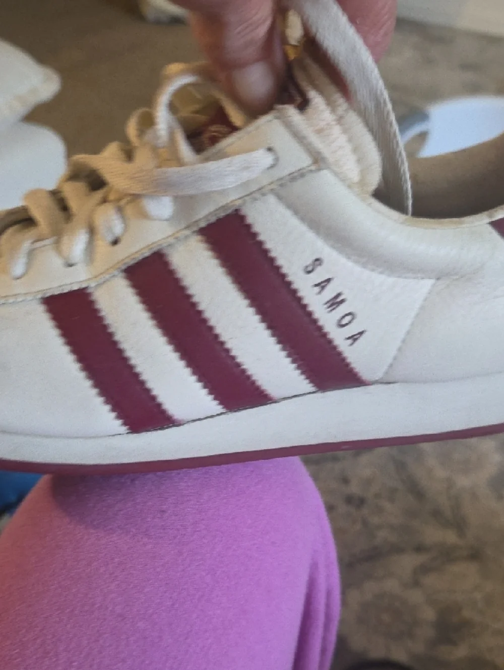 adidas Samoa Leather Sneakers in White and Burgundy - Picture 4 of 4